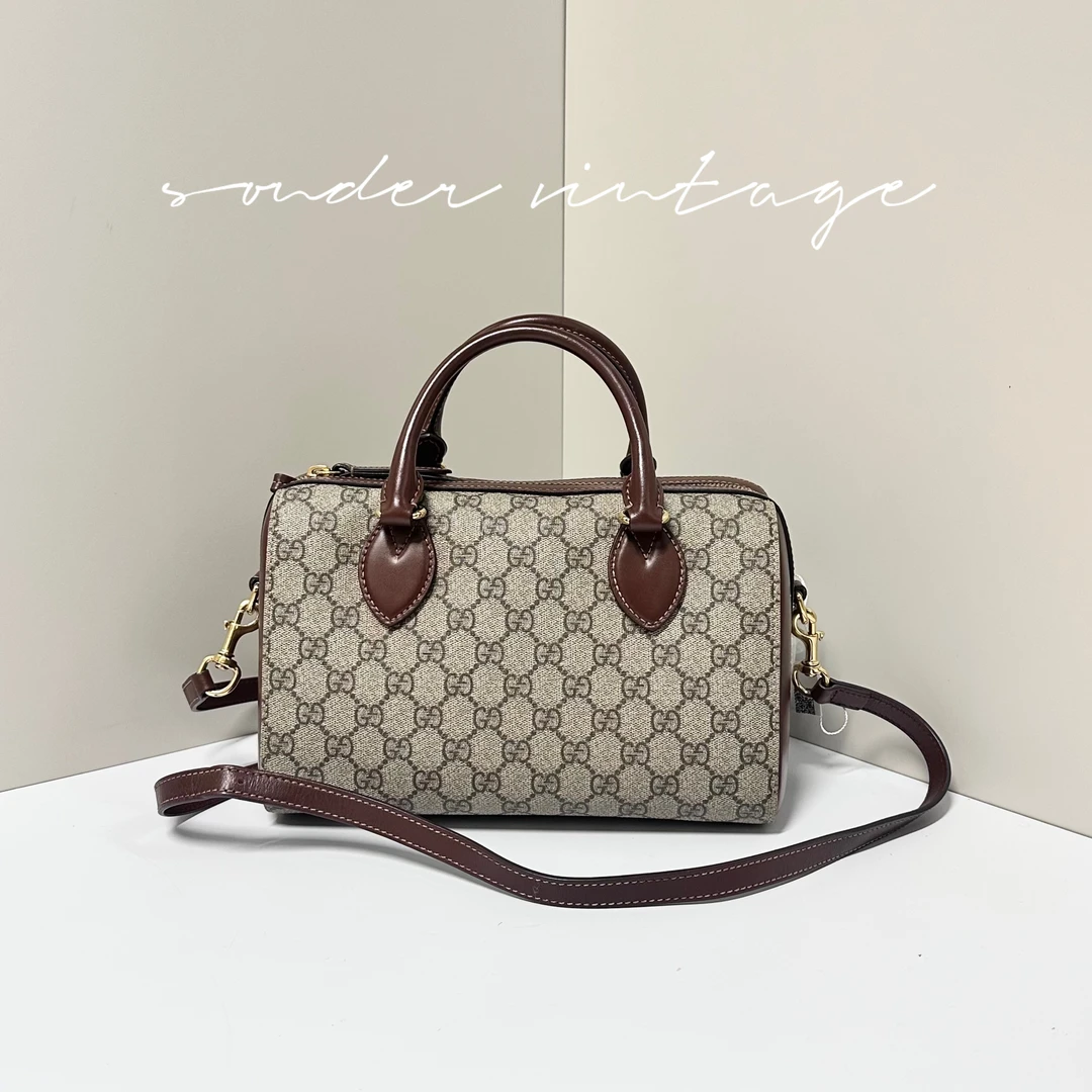 95新 GUCCI/古驰 Gucci老花波士顿斜挎包