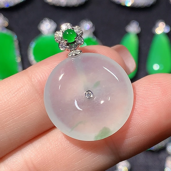 翡翠18K金镶嵌吊坠(不含链)