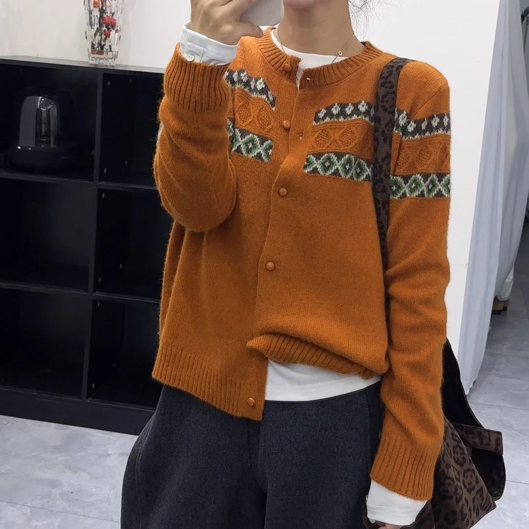 【Hi 妞】提花毛衣开衫