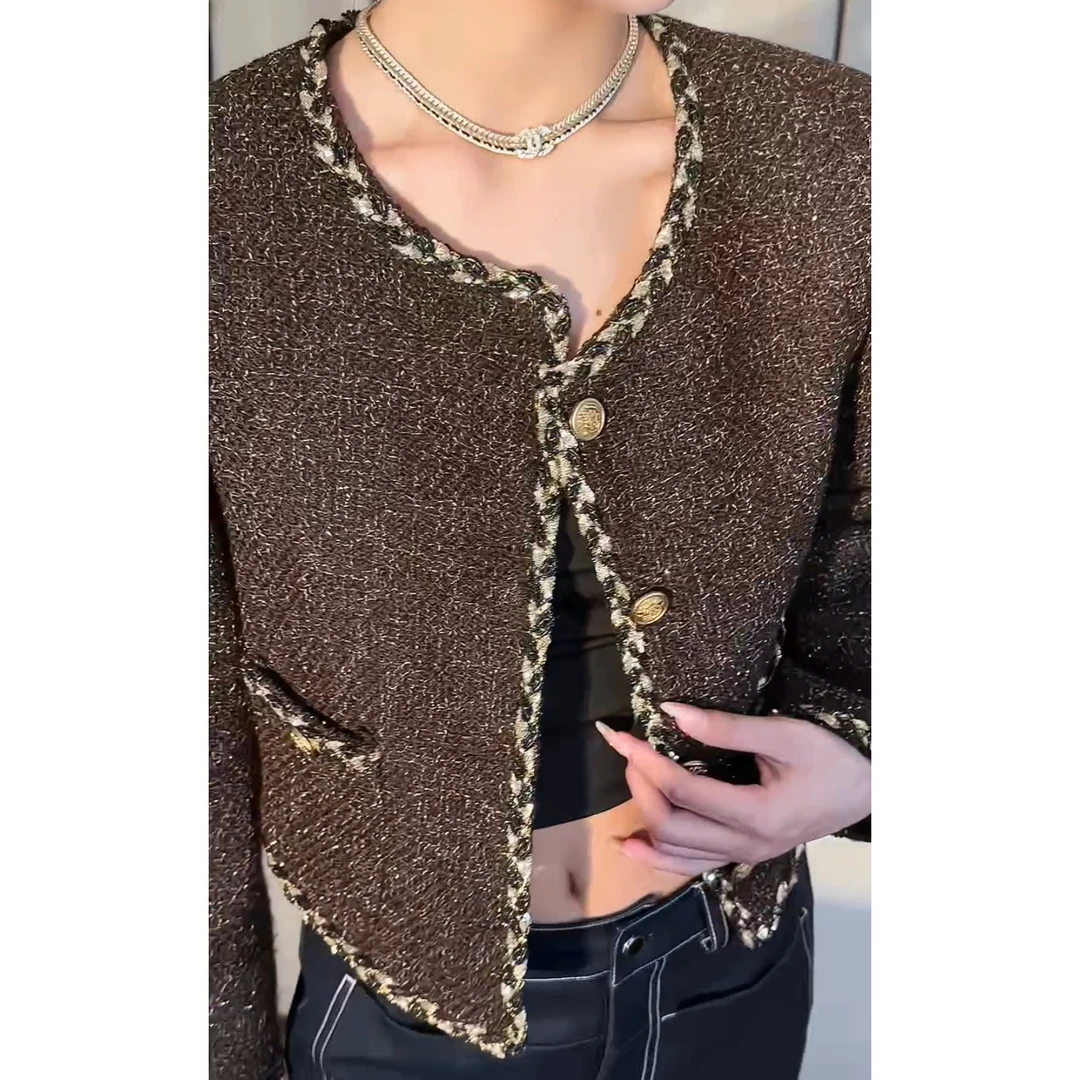 【高定系列 咖色小香】2024早秋新款气质百搭宽松外套上衣BN6008女