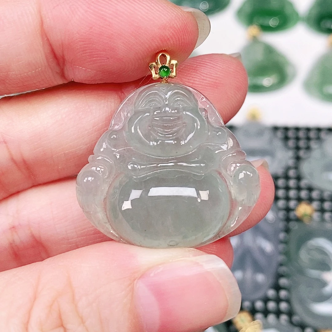 翡翠18K金镶嵌颈饰