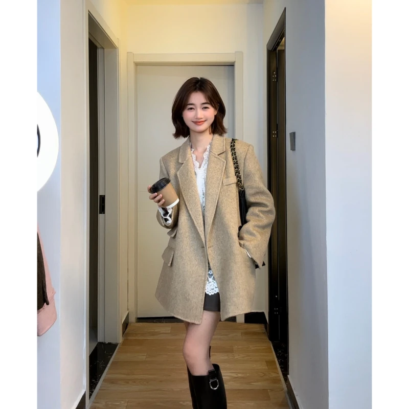 @我是米米呀-25新款双面羊毛大衣外套女韩版阔版中长款百搭爆款色