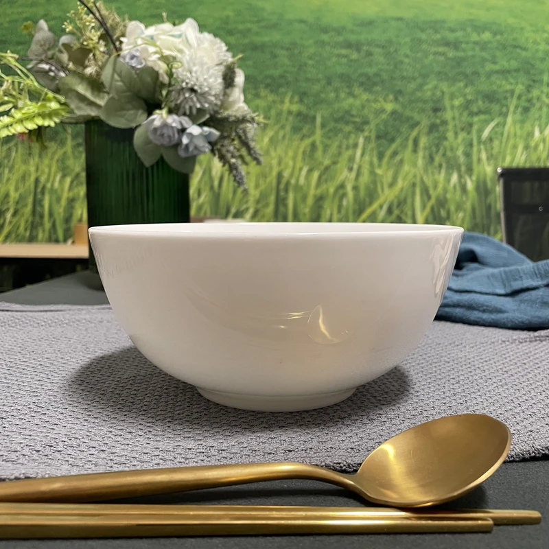 A866⑦】7英寸面碗1/2/4只纯白唐山骨瓷家用餐具