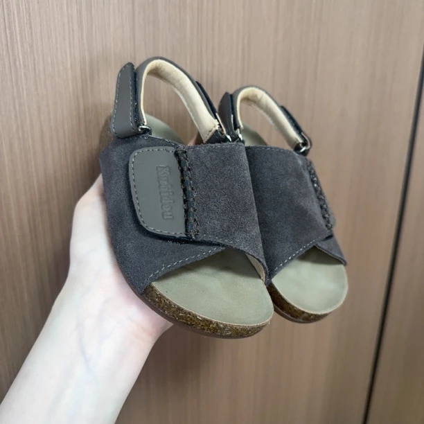 现货MZ.儿童夏季新款日系软底百搭防滑魔术贴凉鞋1681