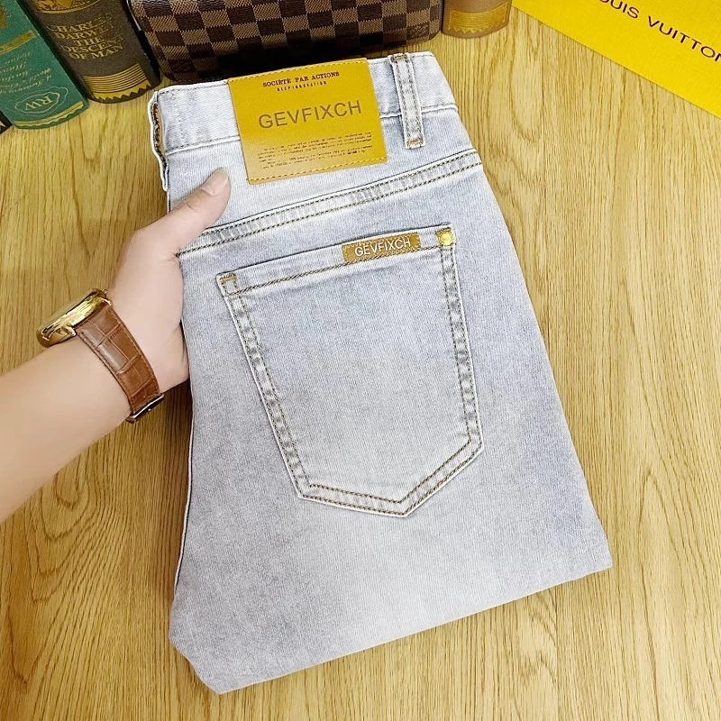 Cebrodz牛仔裤男款凉感新款夏季薄款弹力修身小脚高端潮牌男长裤