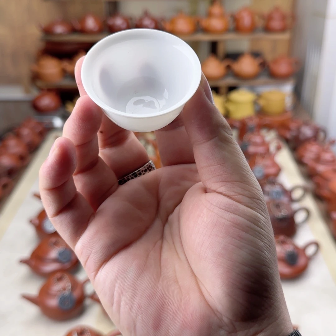 紫砂茶壶捏**桔玉瓷杯子13个