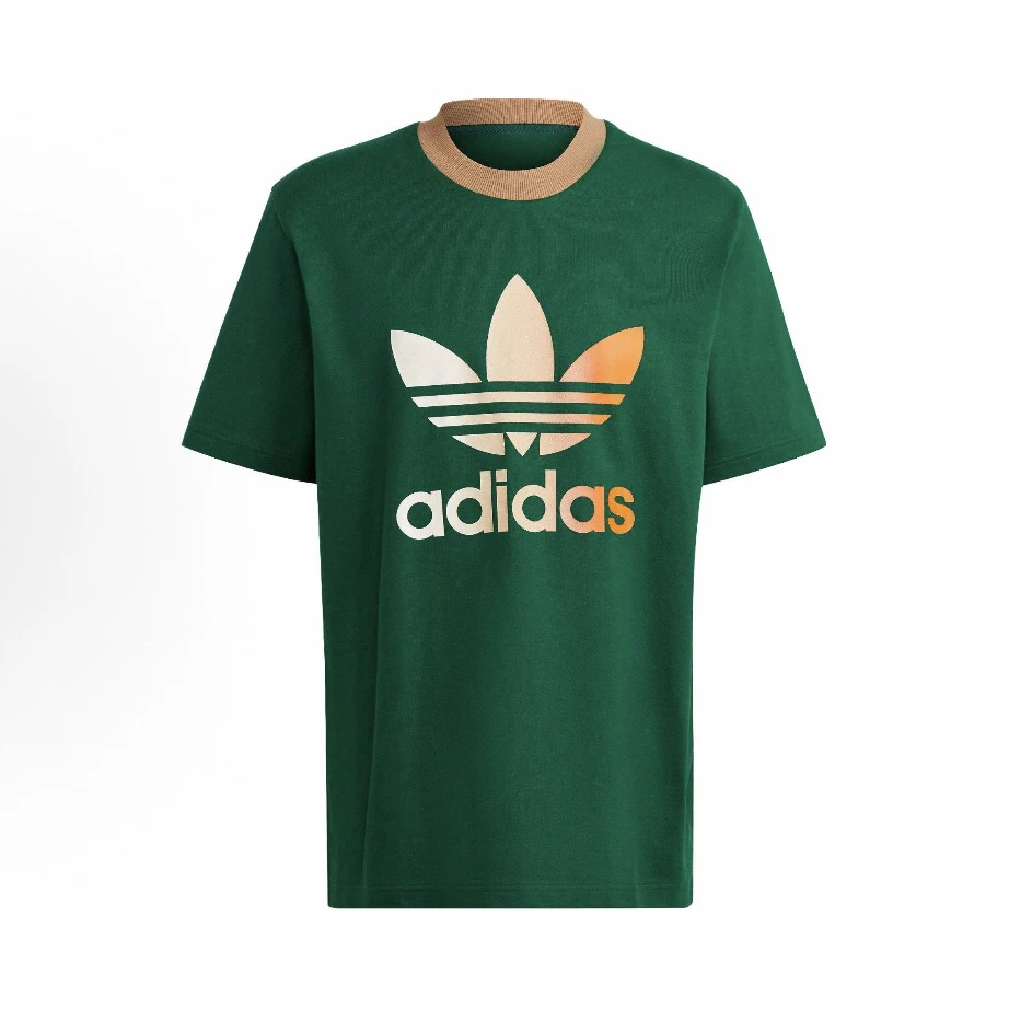 adidas 渐变字母Logo印花美式复古圆领短袖T恤 男款IP6969