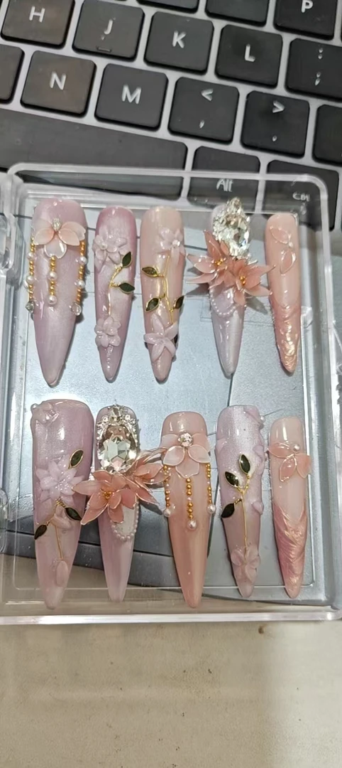 纯手工穿戴甲蝴蝶款式高级显白可拆卸成品美甲