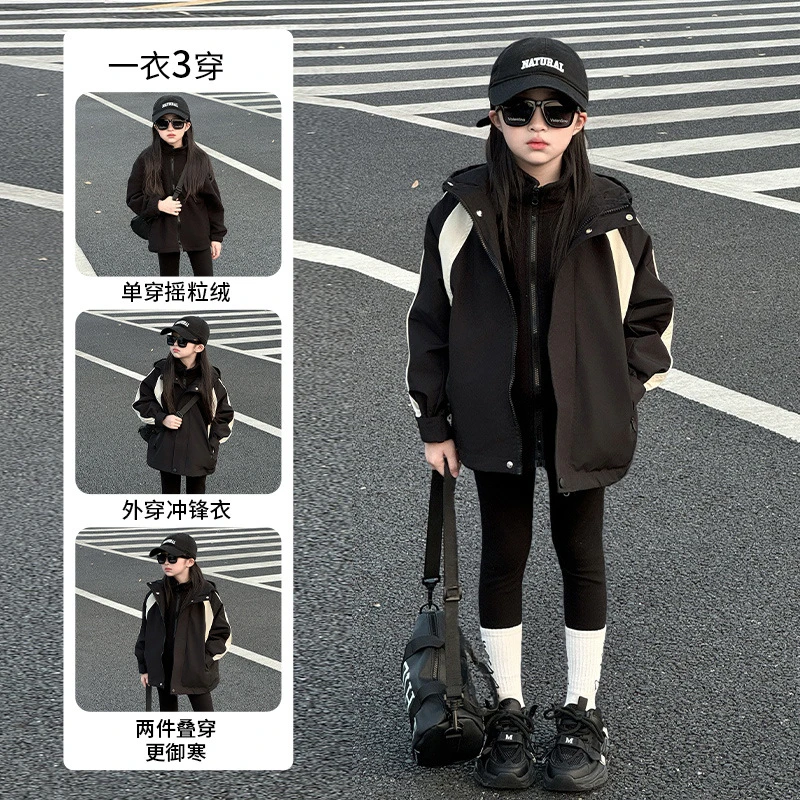 女童外套2025新款今年流行爆款女孩春装风衣儿童春秋款夹克冲锋衣