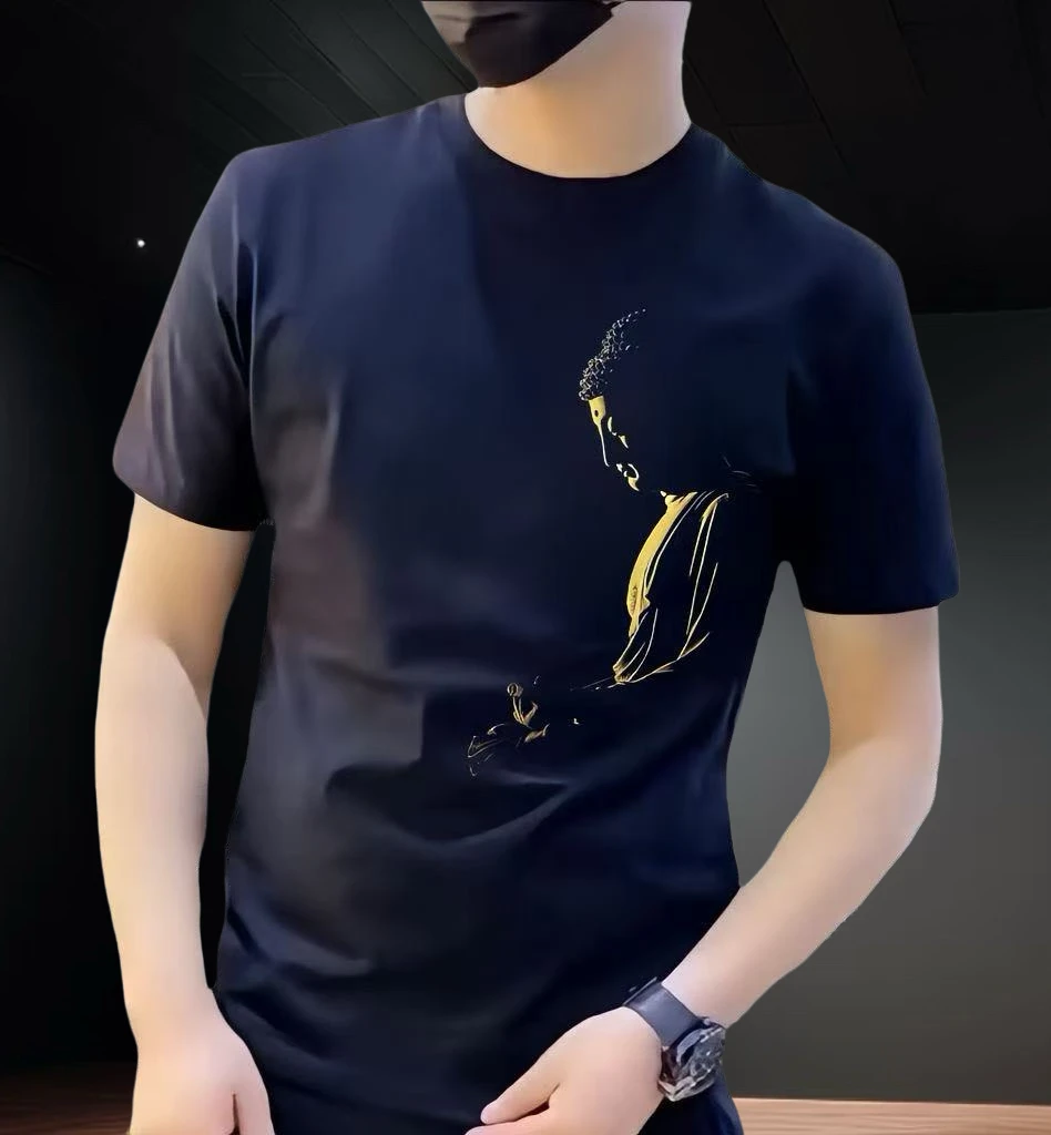 2025夏季新款潮流时尚宽松休闲百搭圆领短袖高级感男装男士T恤