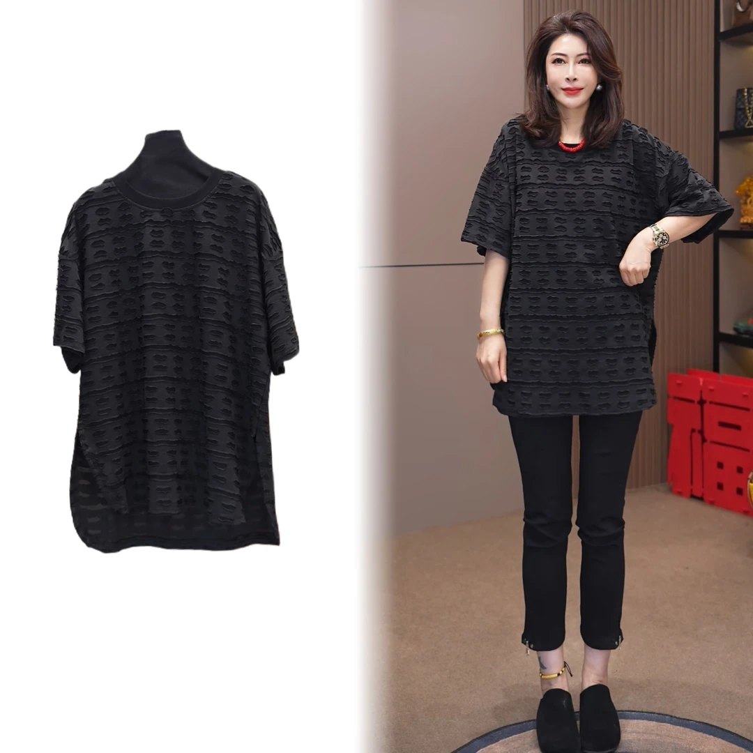 99188#《榜衣》韩版早春季新款时尚立体褶皱设计圆领百搭短袖女T恤