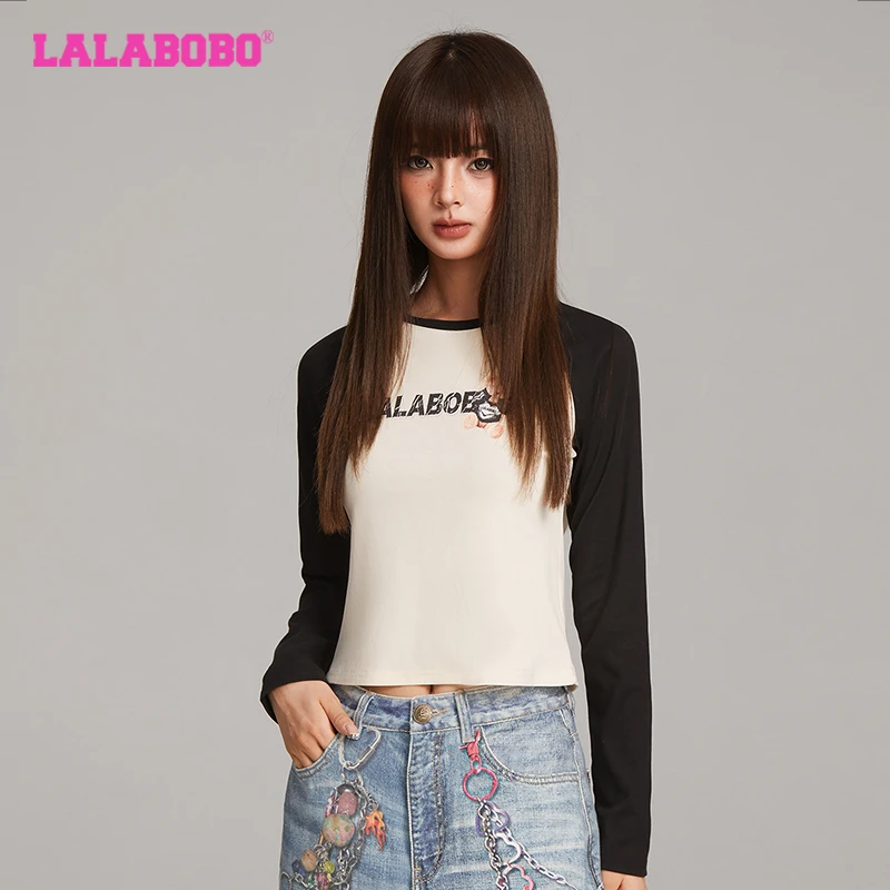 LALA长袖t恤显瘦百搭修身多巴胺短款RBDC-DT11