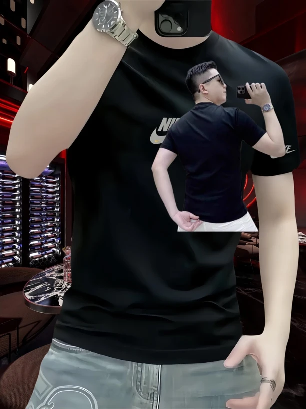 2025夏新款丝光棉短袖t恤男士透气圆领体恤衫青年半袖t修身上衣潮