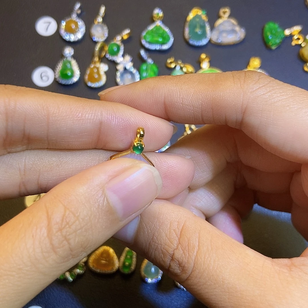 翡翠银S925镶嵌吊坠(不含链)