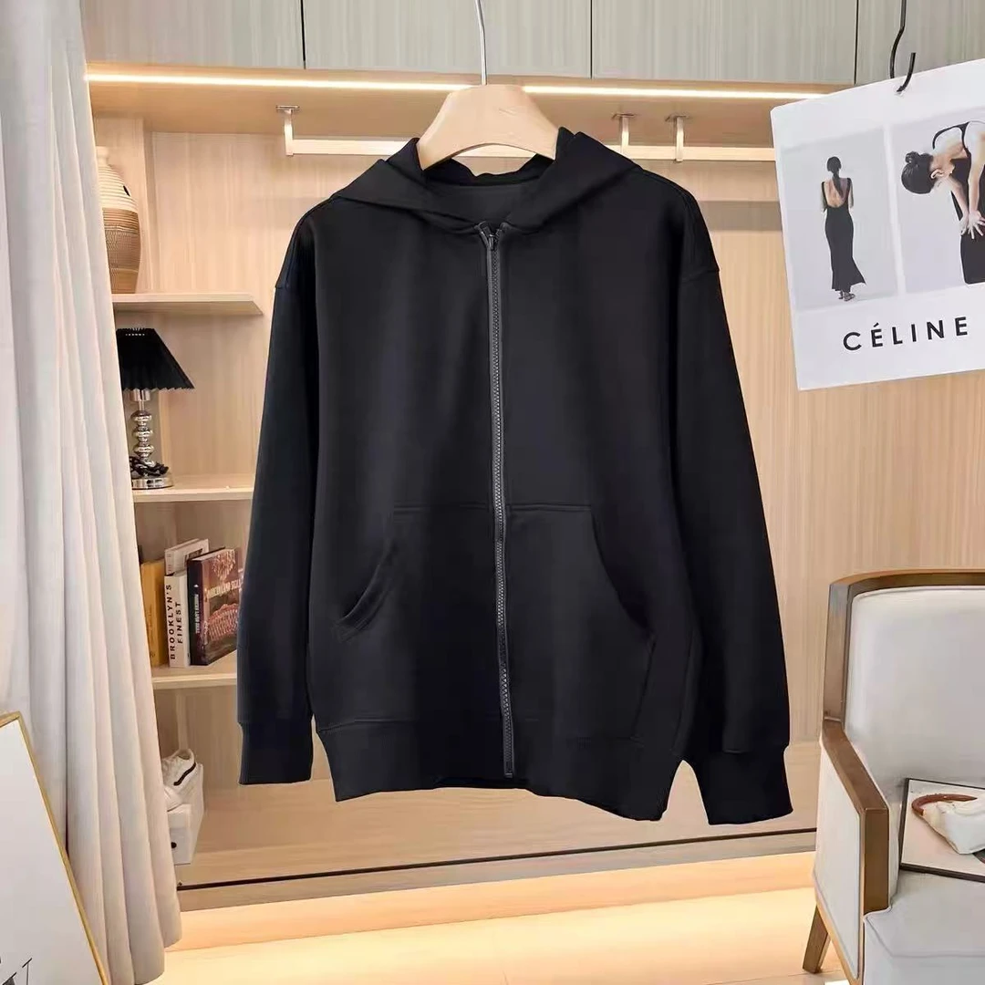 NN656-时尚带帽卫衣运动休闲百搭黑色连帽简约
