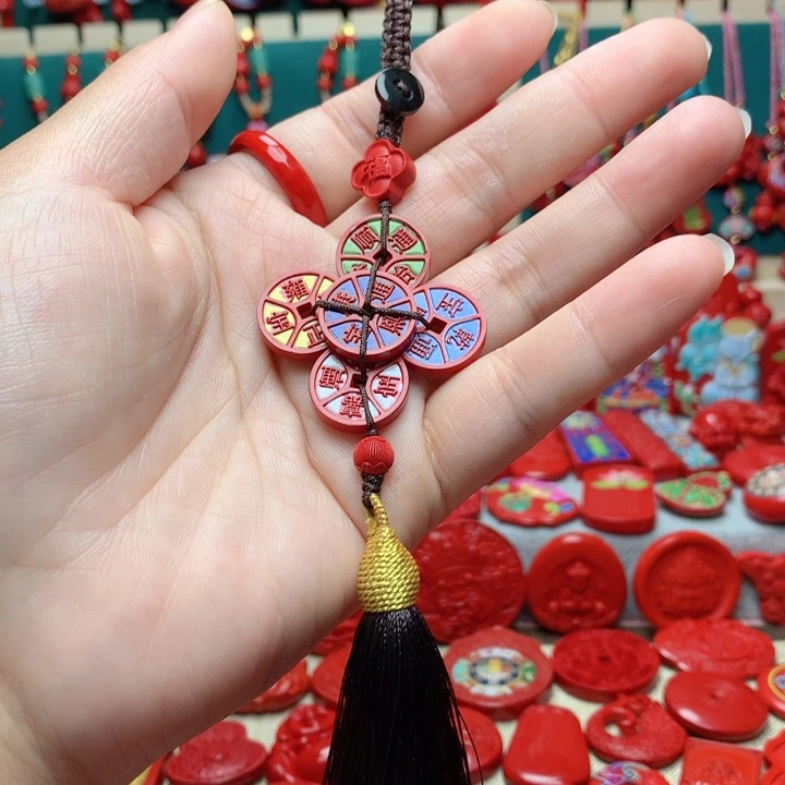 天然辰砂工艺品朱砂钥匙扣包包挂