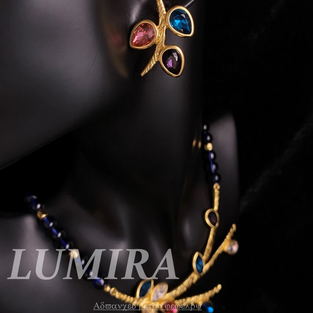 铜合金耳饰 《彩叶鎏金》vintage复古气质轻奢套装