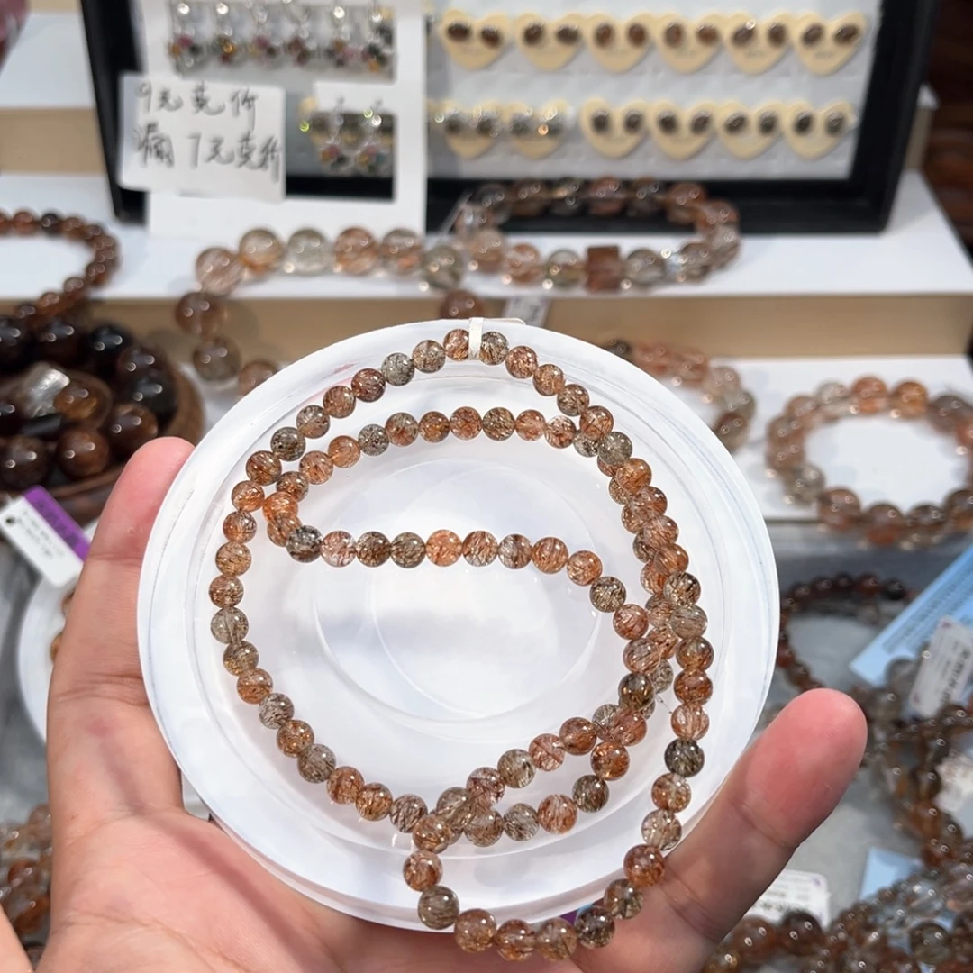 用***6水晶手串未镶嵌黑金超七多圈5+