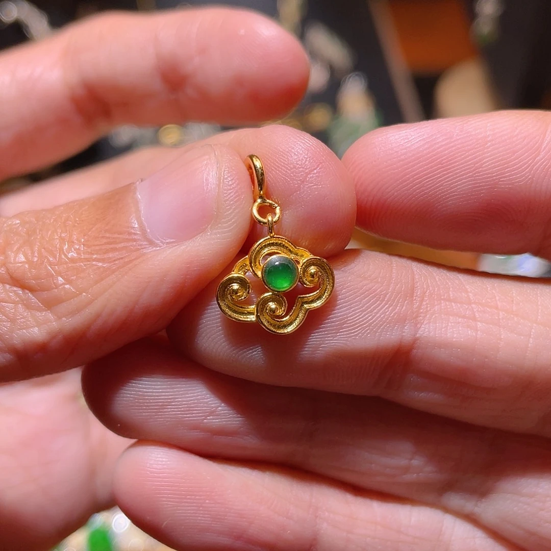 翡翠吊坠(不含链)银S925镶嵌