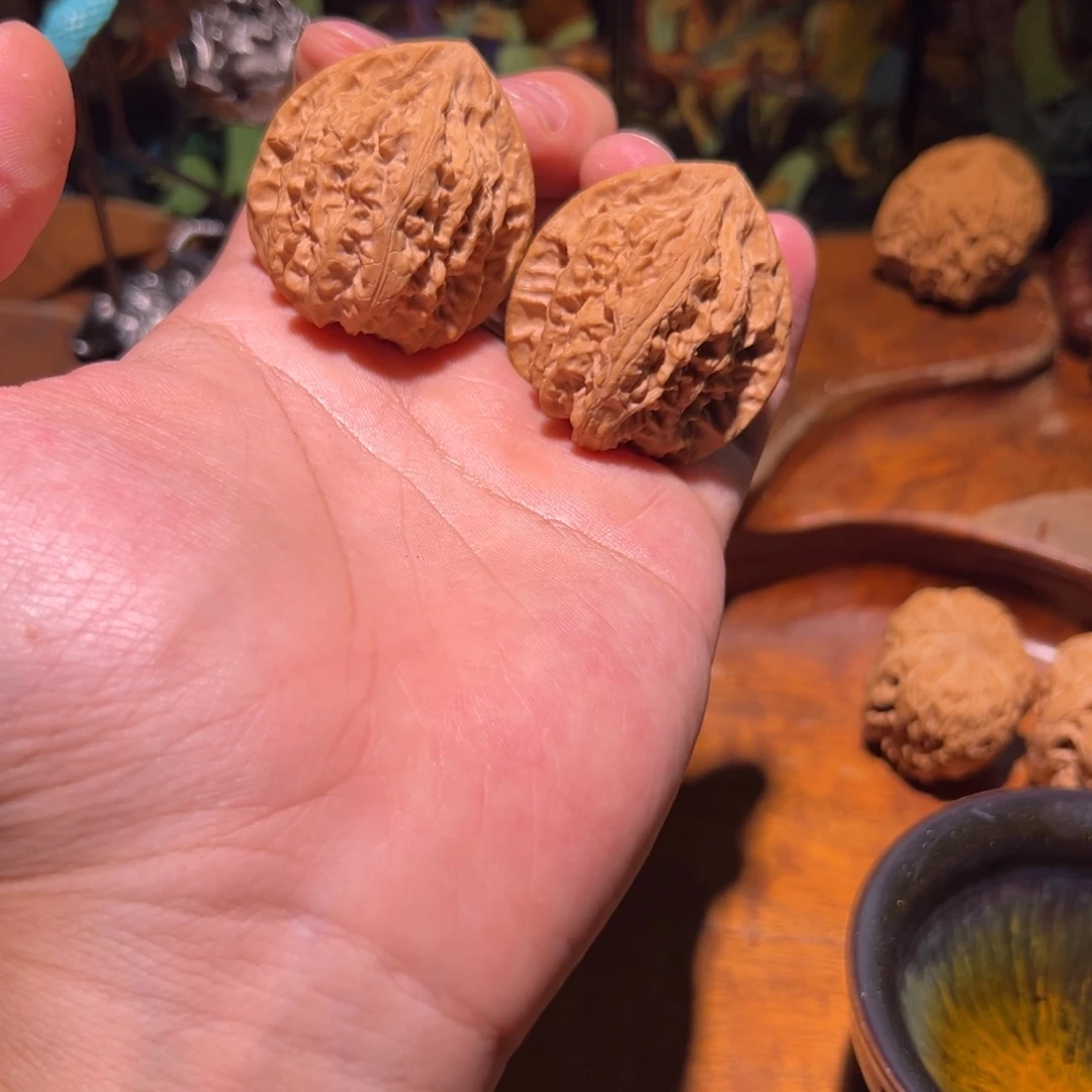 文玩核桃吊坠40精修火焰马蹄一对