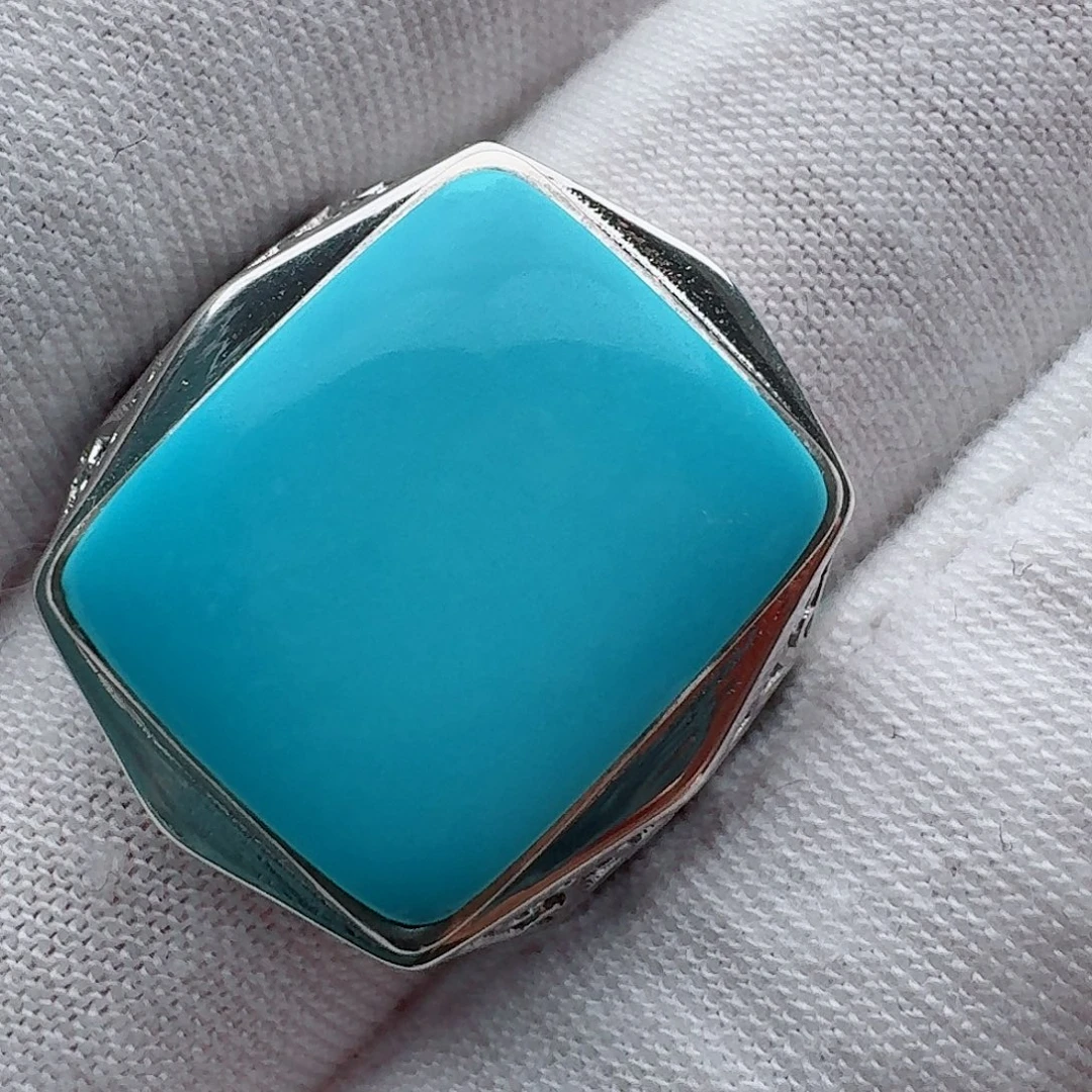 绿松石银S925镶嵌戒指