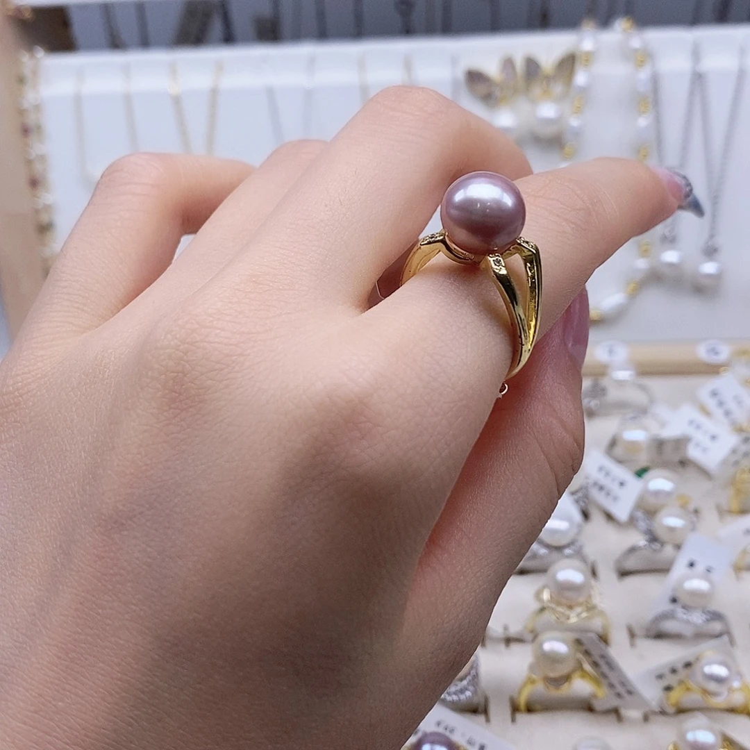 戒指银S925镶嵌淡水珍珠