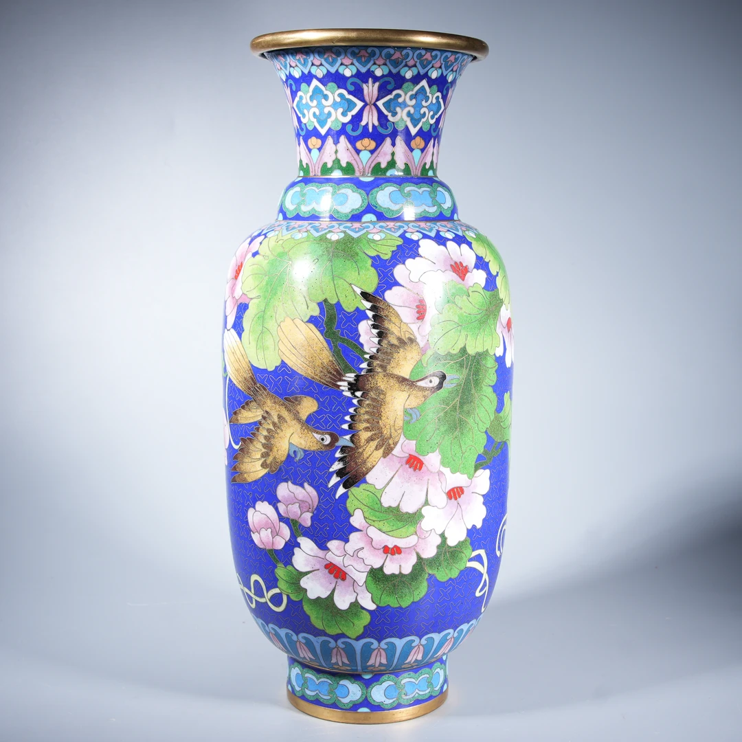Tgz35 清代 景泰蓝花鸟纹瓶