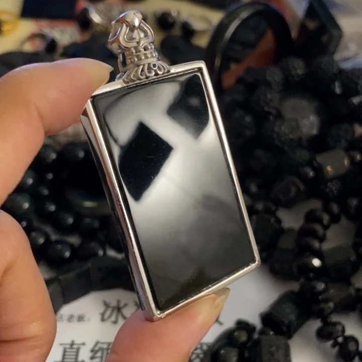 翡翠银S925镶嵌颈饰墨翠