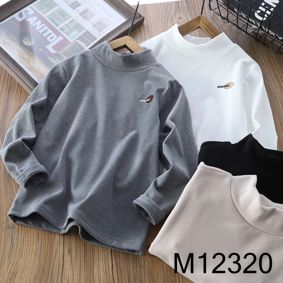 【MIEVE DUCK】秋冬儿童半高领打底衫百搭保暖德绒白色打底12320