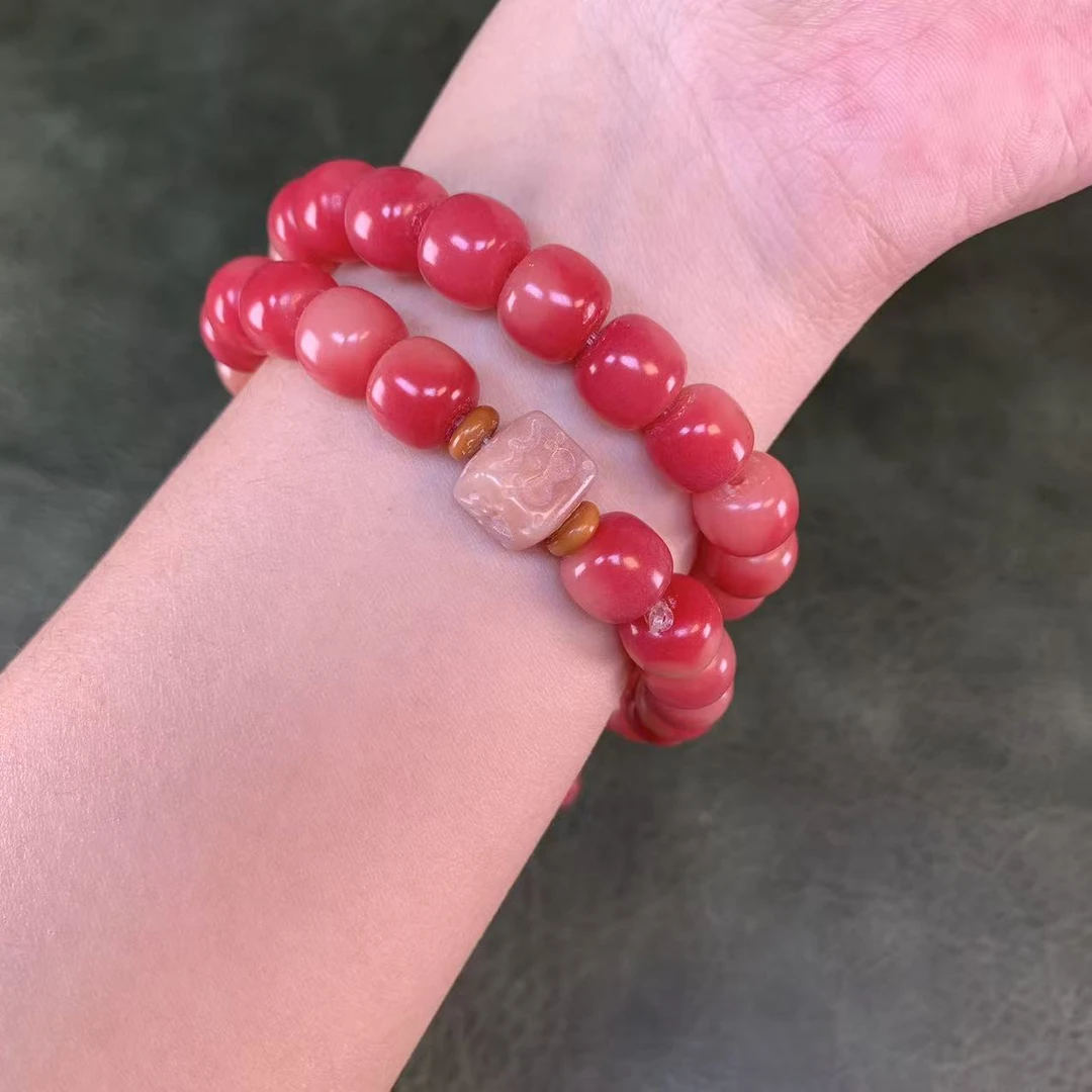 樱花粉菩提双圈手持手串ZA005