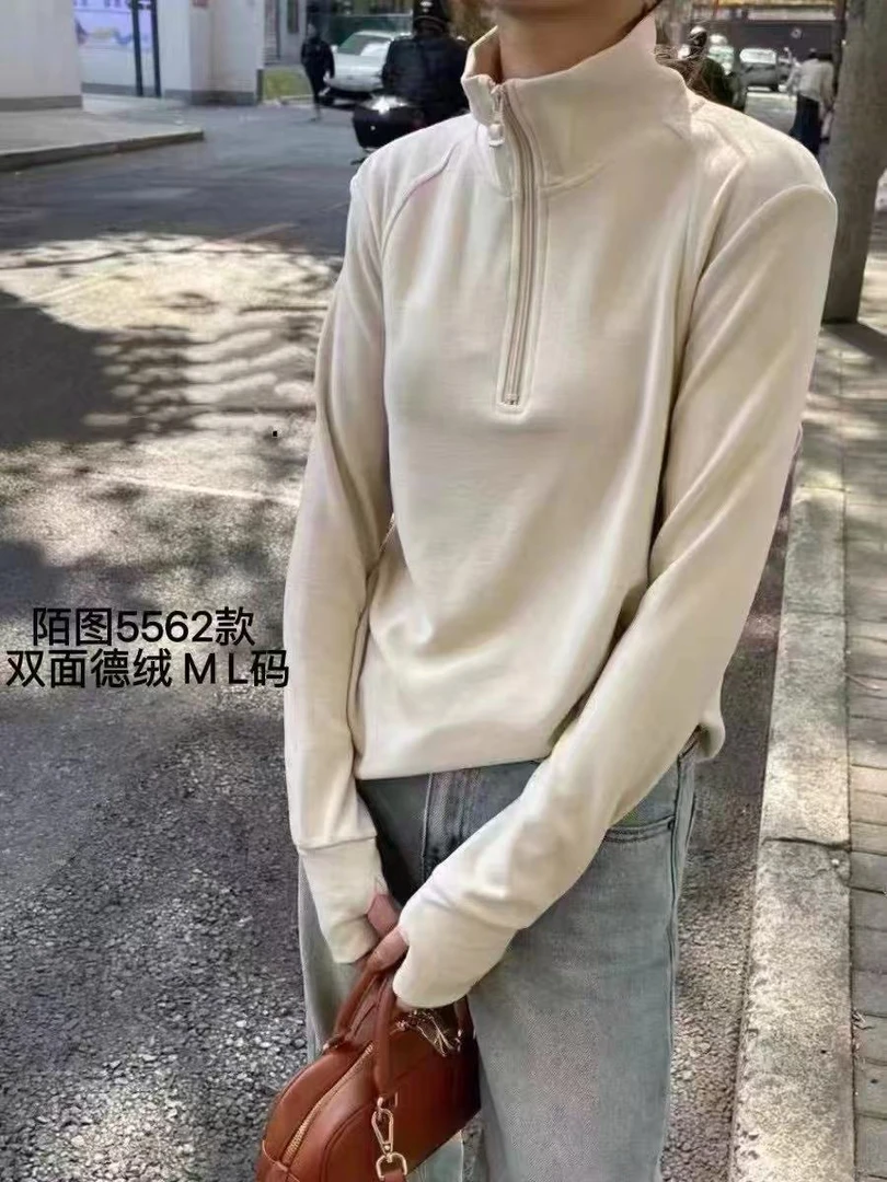 小孟~陌图5562双面德绒半拉链打底上衣