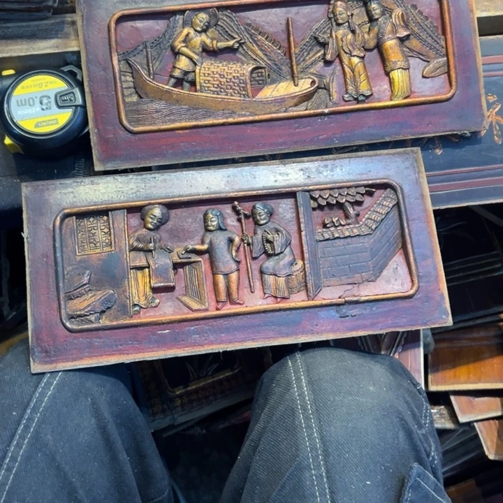 弄***弄香榧木老木雕花板艺术