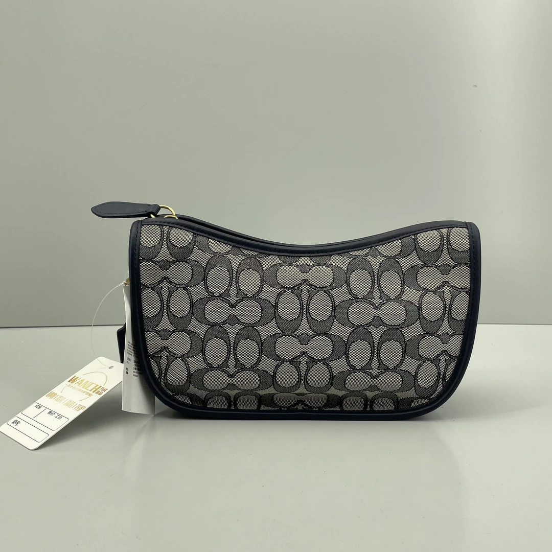 95新 COACH/蔻驰 swinger23蓝色织物斜挎少短肩带23*13*6E040106