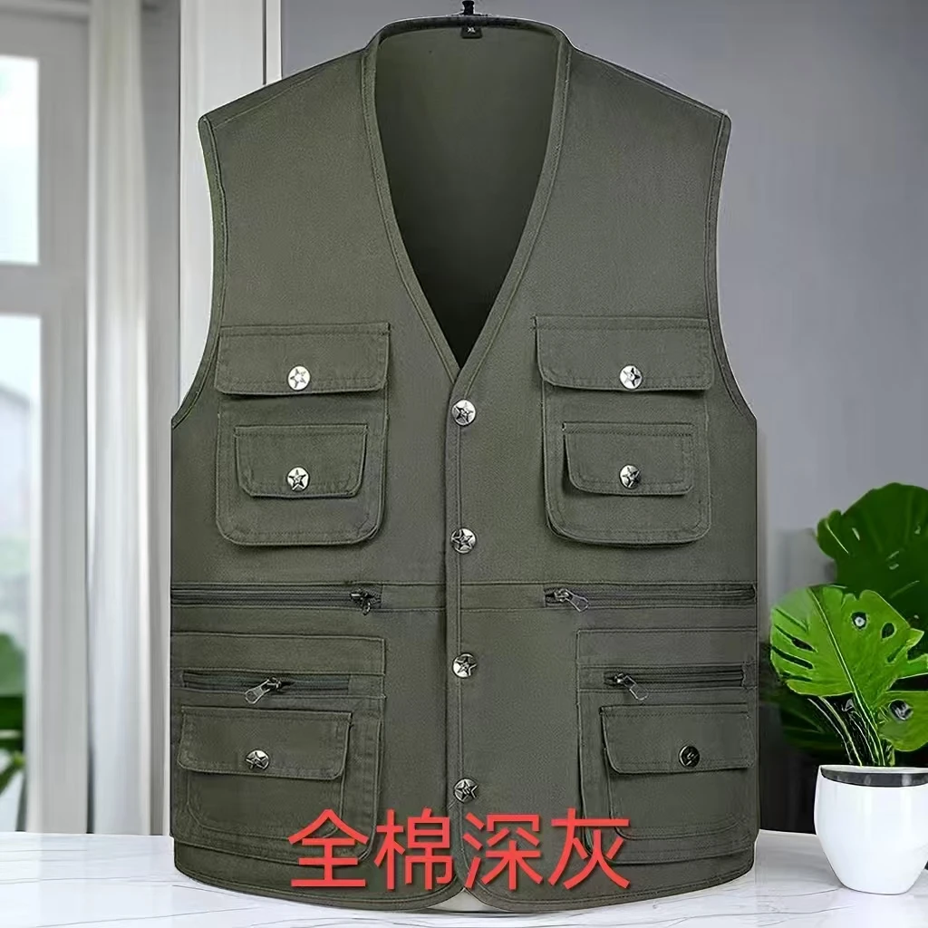 日系宽松户外多口袋马甲男士休闲春秋夏季坎肩摄影钓鱼青年百搭款