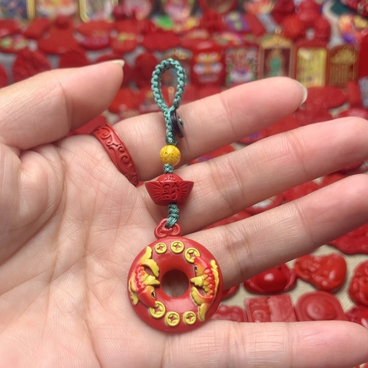 天然辰砂工艺品朱砂钥匙扣