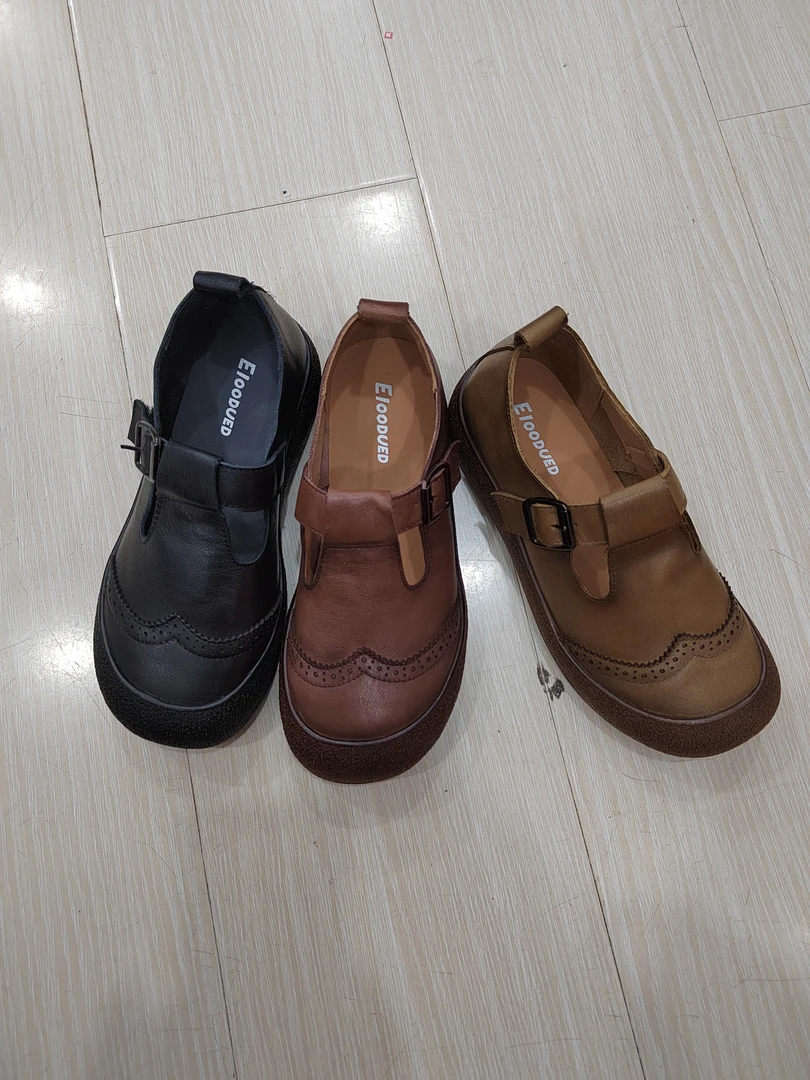 [潘姐]平底牛皮百搭休闲皮鞋