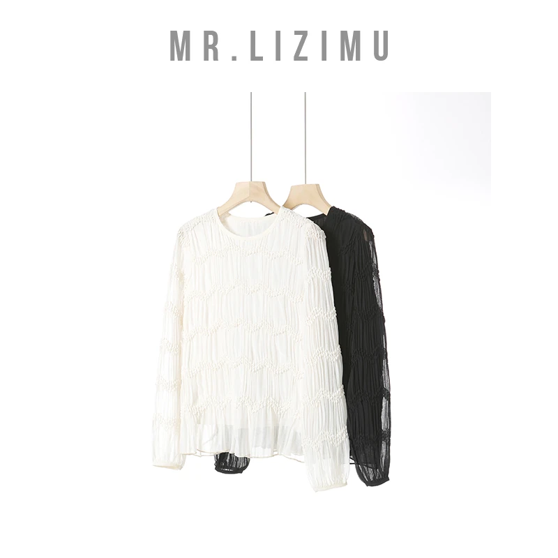 李子木先生气质设计感褶皱纹理长袖小衫2025新款「宽松衬衫」D5039