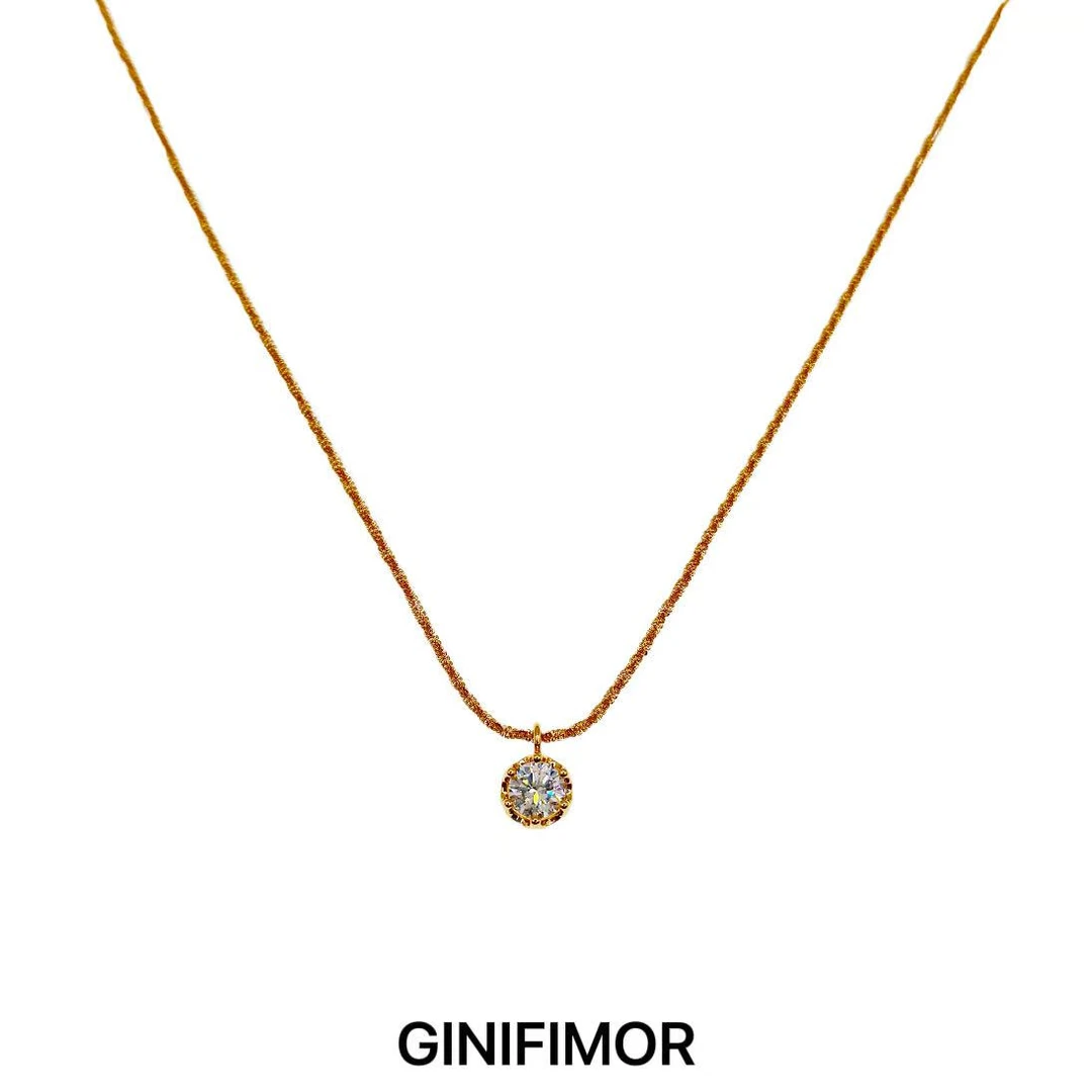 GINIFIMOR 铜合金项链 a710 皇冠锆石ins项链女百搭锁骨链