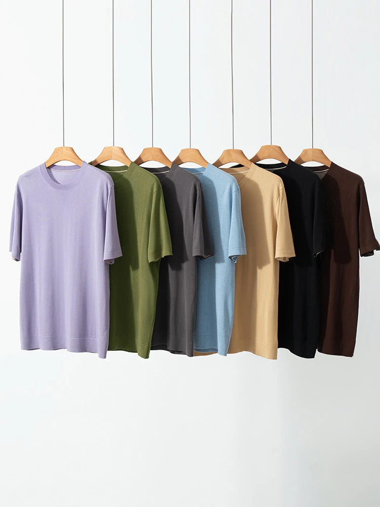 春夏男士薄款T恤针织纯色百搭圆领休闲纯色无痕短袖NS5095