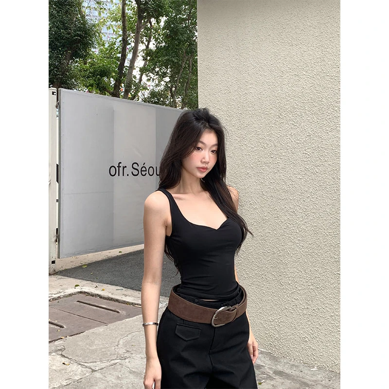 withmin凉皮 显瘦计划 辣妹v领胸垫可拆卸吊带背心上衣2522415