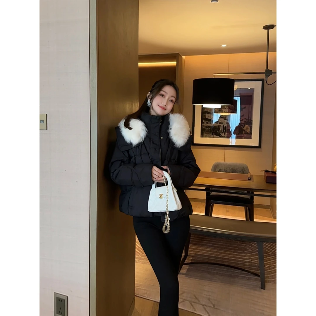 W·HAHA【暮色之约】狐狸毛毛领保暖白鸭绒羽绒服外套10812