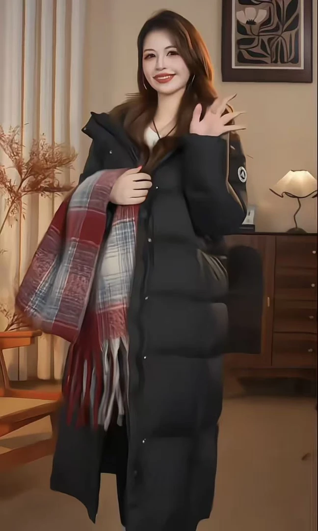 雪山系列2.0 90国标白鹅绒 长款连帽羽绒服88025