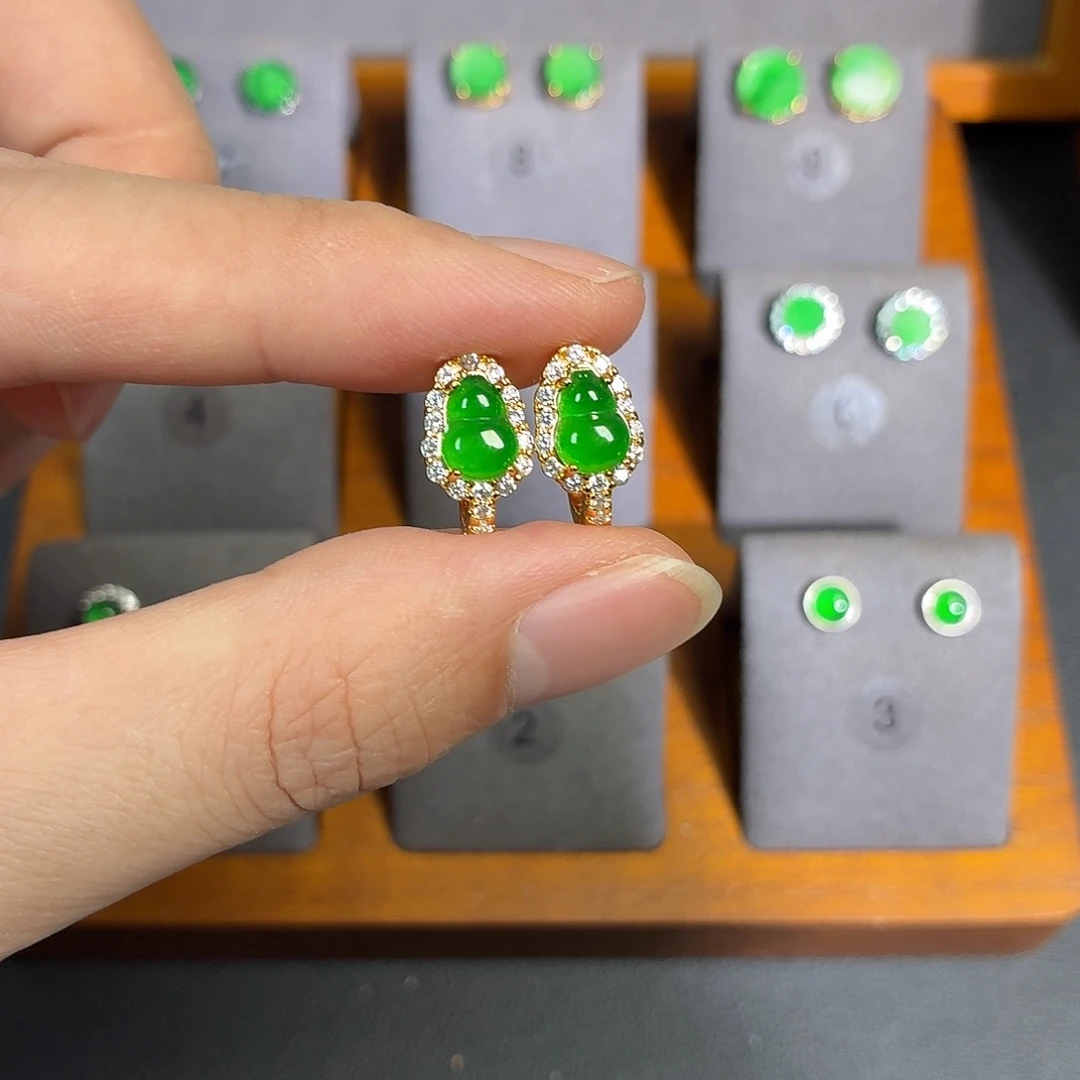 翡翠银S925镶嵌耳饰耳饰