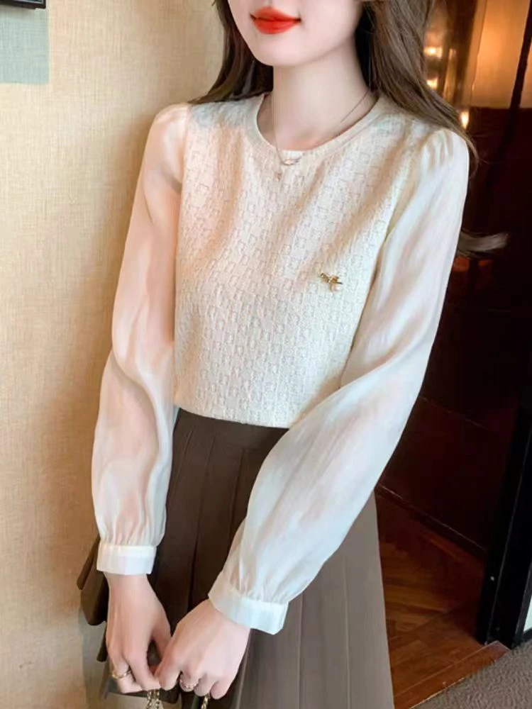 长袖拼接女2025秋装新款漂亮时尚洋气外穿上衣chuan-901打底衫