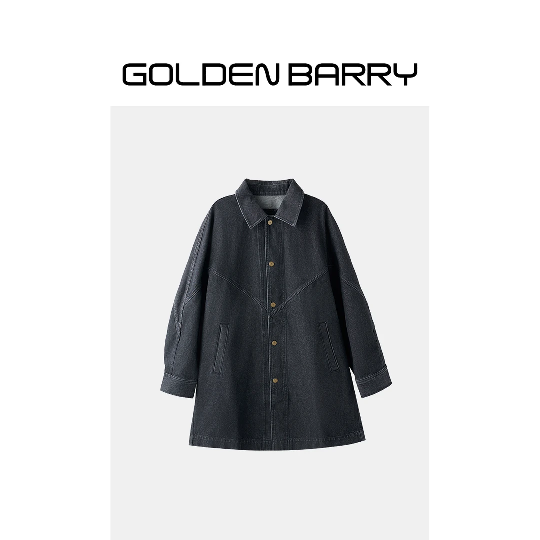 GOLDENBARRY| 120103男装北欧复古廓形风衣牛仔外套