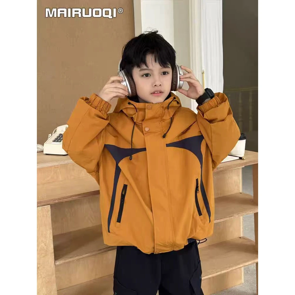 男童冲锋衣外套春秋款2025新款大儿童春装炸街上衣痞帅男孩春季潮
