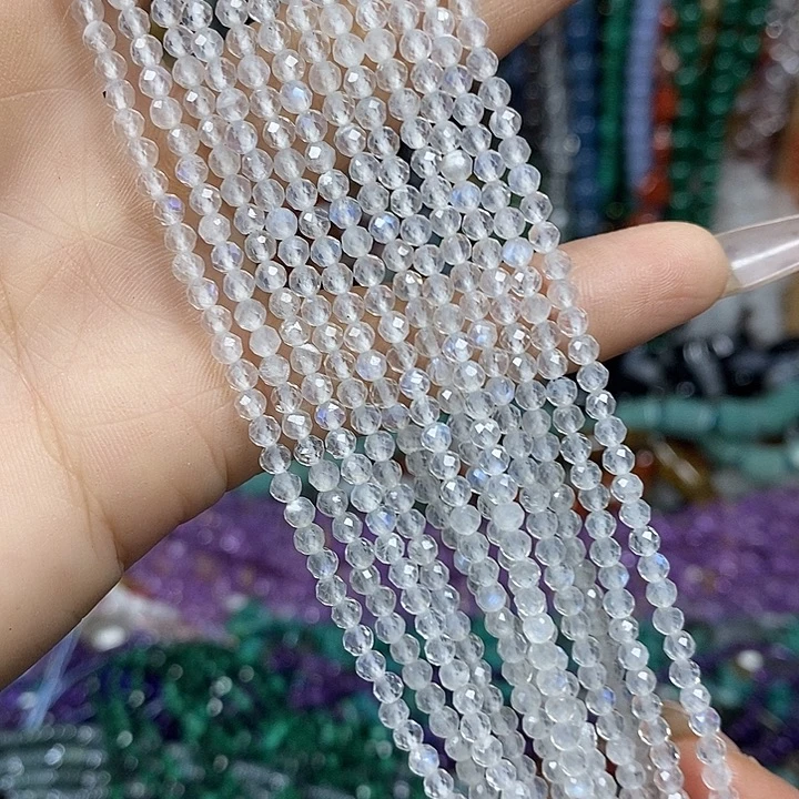 玛瑙/玉髓未镶嵌珠宝半成品天然蓝月光切面卡3mm一条