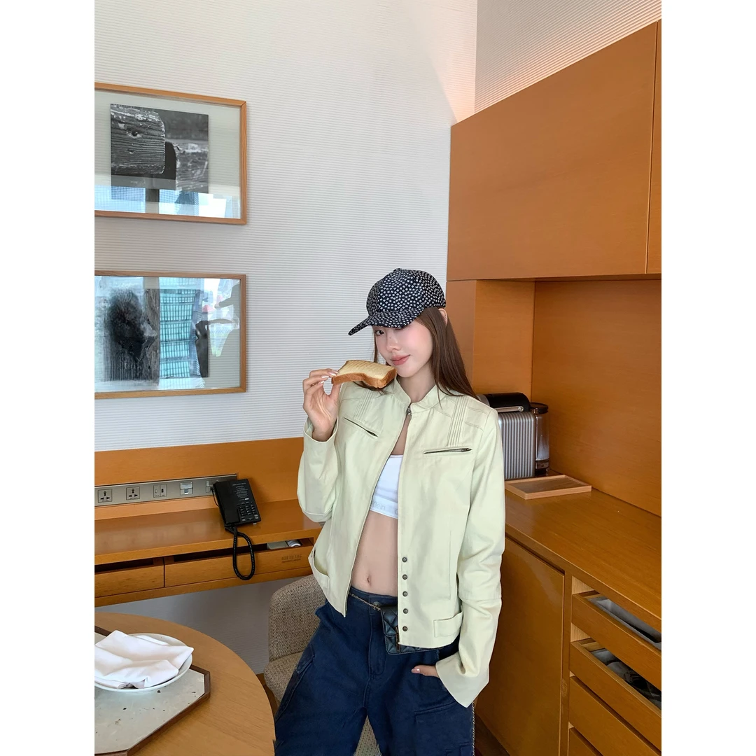 韩系小众设计感立领修身工装夹克外套女秋季短款百搭休闲时尚上衣