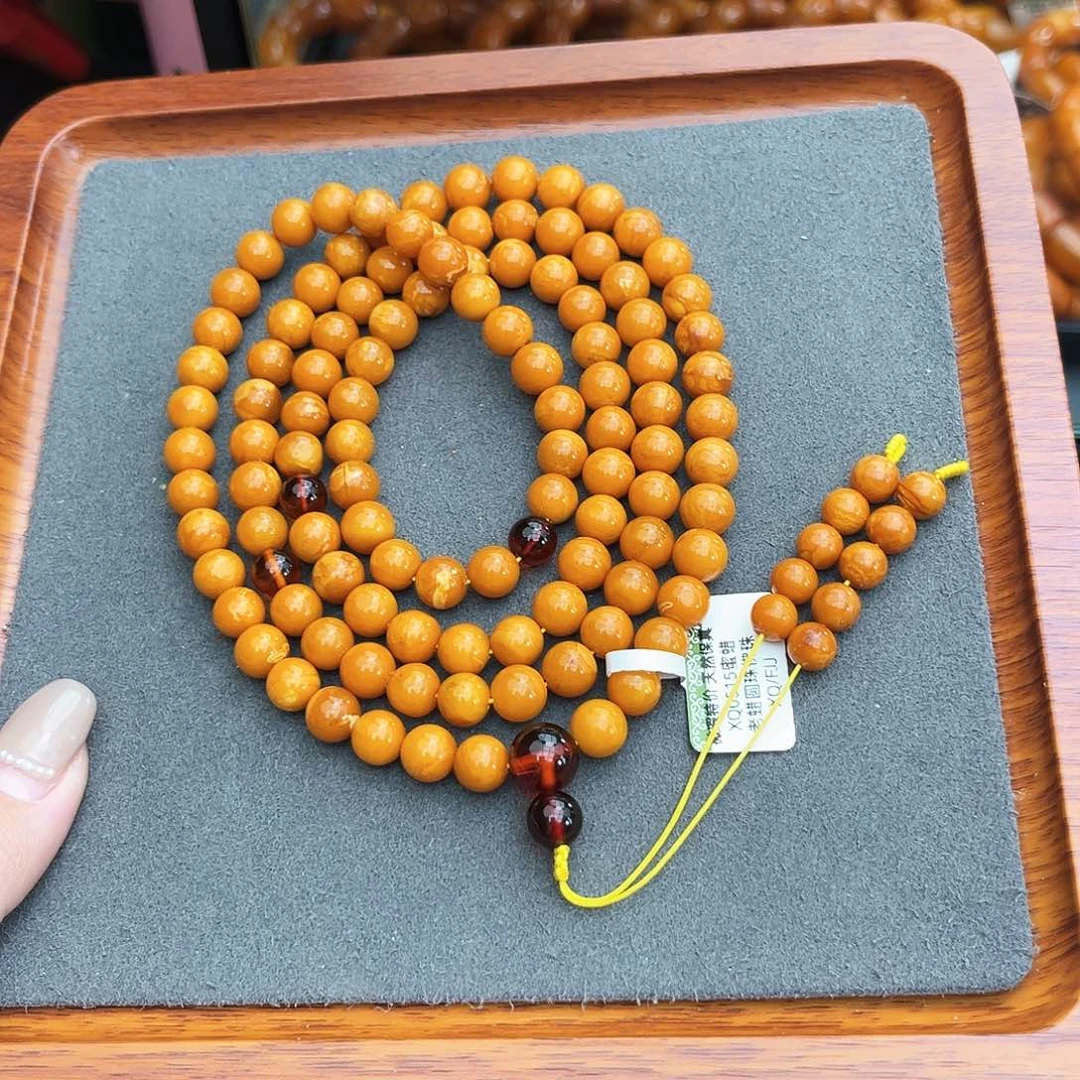 琥珀手链未镶嵌8m108 老蜡