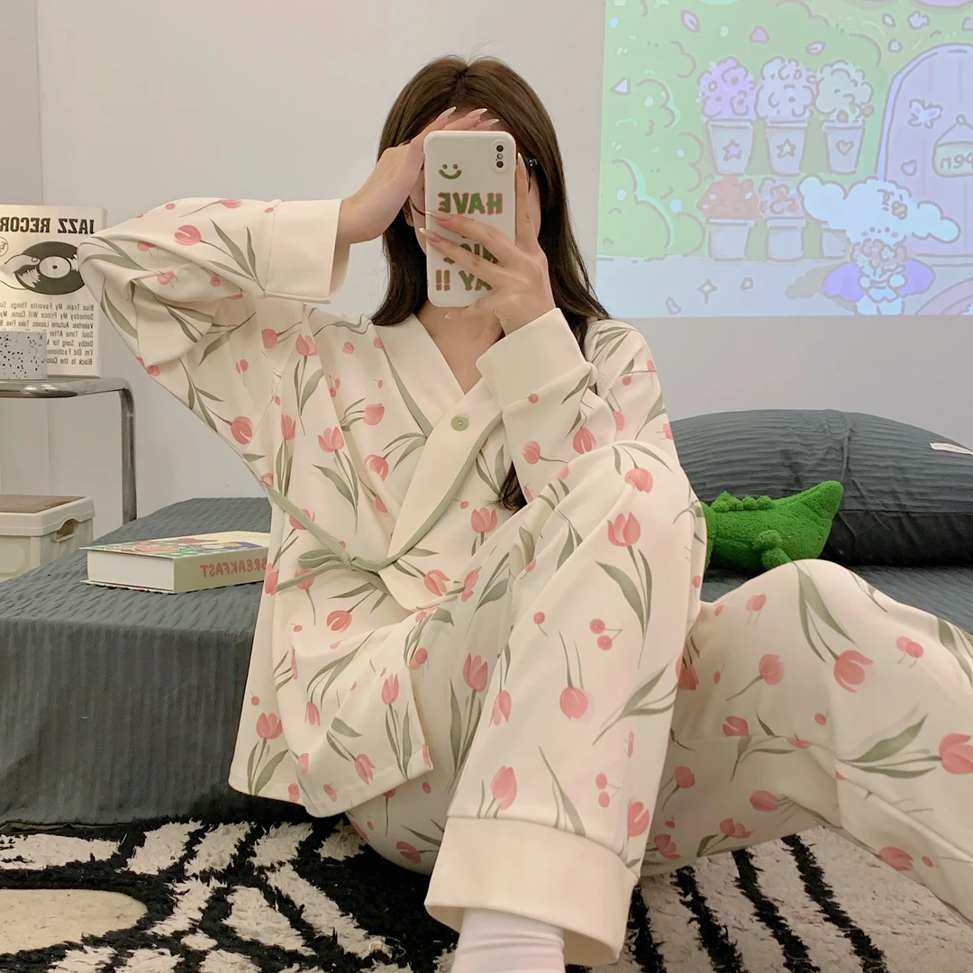 【云感棉】春夏长袖款产后月子服气质产妇家居服怀孕期孕妇哺乳衣